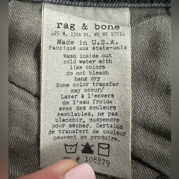 Rag & Bone Jean Blackthorne Distressed Skinny Jeans Ankle Zip Size 27 - Picture 9 of 9